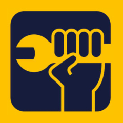 Toolsheet wrench-and-fist logo